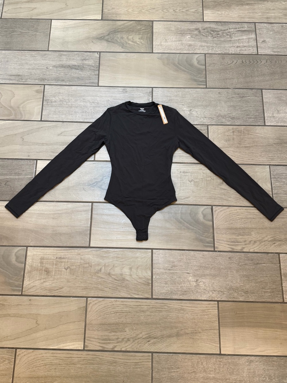SKIMS Black Long Sleeve Crew Neck Bodysuit
